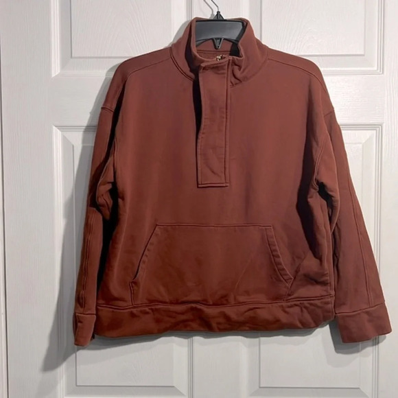 Tops - A New Day - Women's Quarter Zip Sweatshirt - Size Medium - Brown